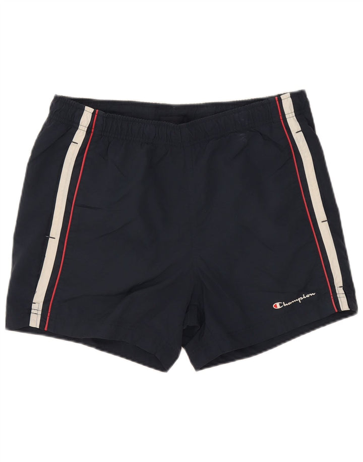 Champion Mens Swimming Shorts Large Navy Blue Striped Polyamide