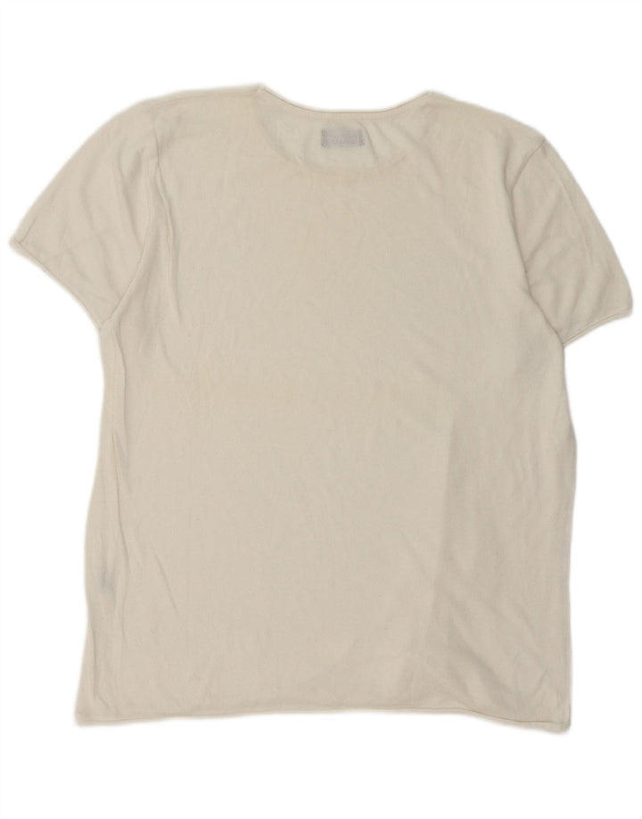 Zara Mens T-Shirt Top Large Off White Cotton