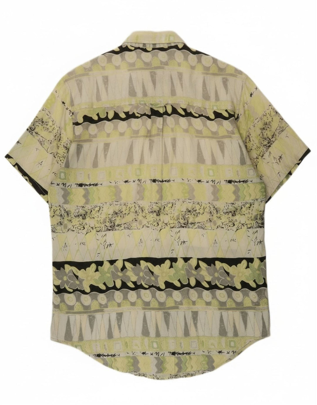 Vintage Mens Short Sleeve Shirt Medium Green Geometric