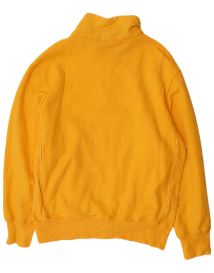 NAUTICA Mens Zip Neck Sweatshirt Jumper Large Yellow Cotton
