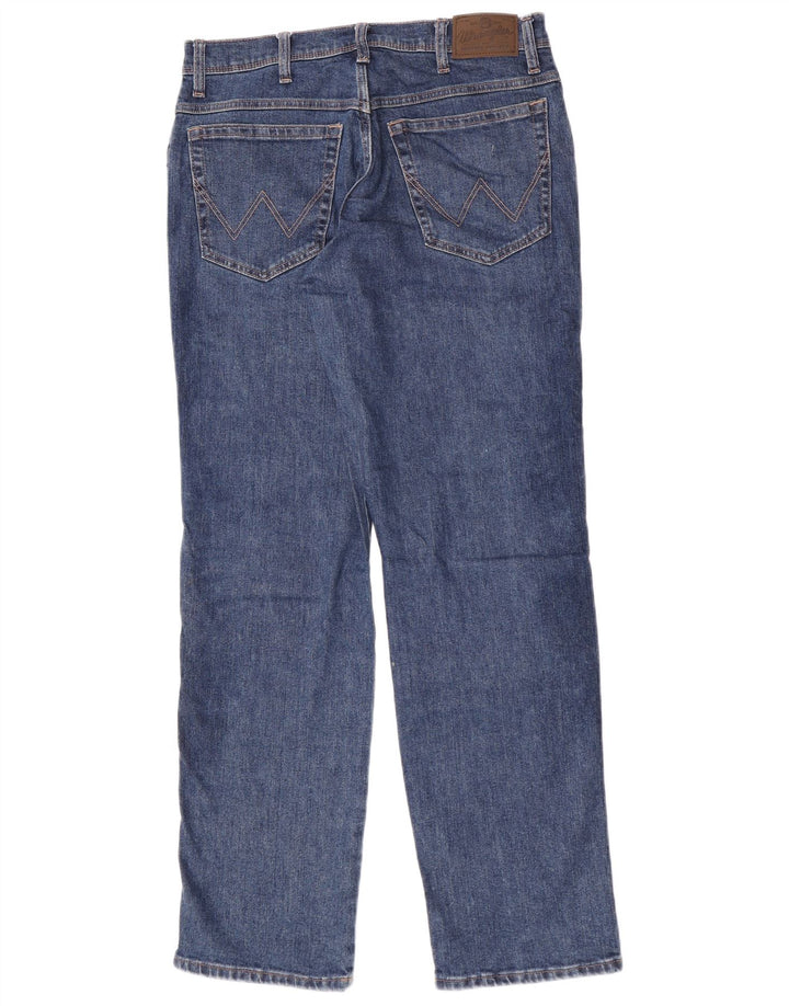 Wrangler Mens Regular Fit Straight Jeans W33 L34 Blue Cotton