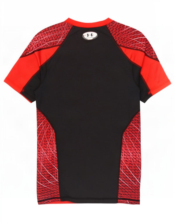 Under Armour Mens Heat Gear T-Shirt Top Large Red Colourblock
