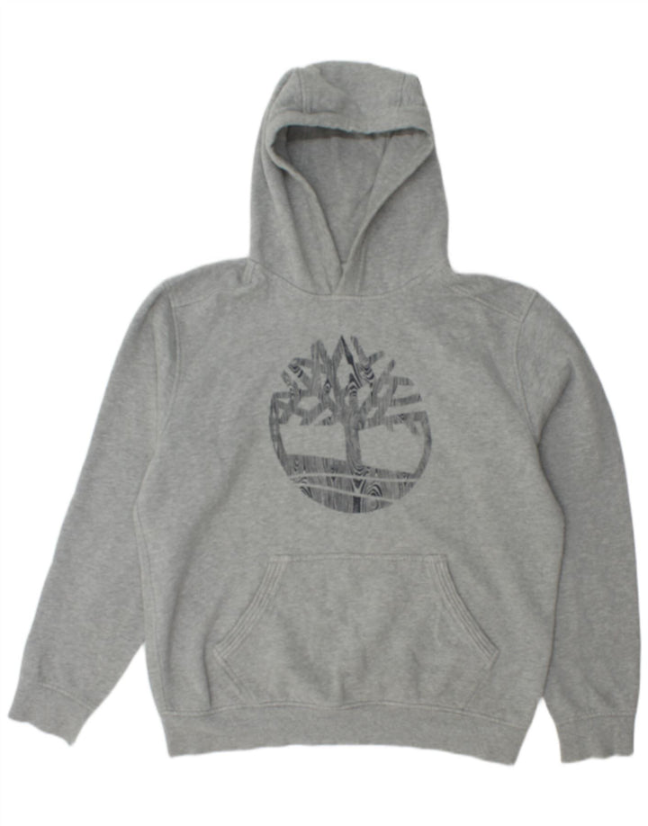 TIMBERLAND Mens Graphic Regular Fit Hoodie Jumper Large Grey Flecked