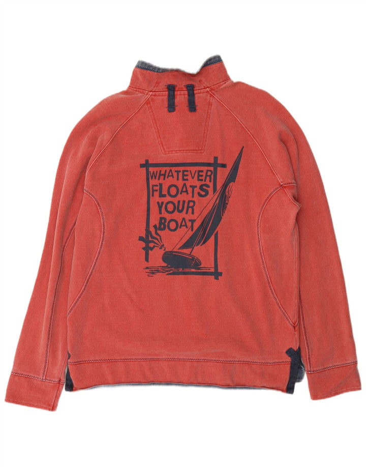 Fat Face Mens Graphic Zip Neck Sweatshirt Jumper Small Red Cotton