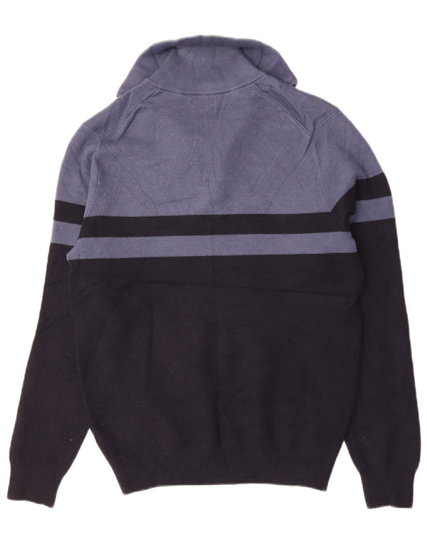 Massimo Dutti Womens Zip Neck Jumper Sweater UK 14 Medium Navy Blue