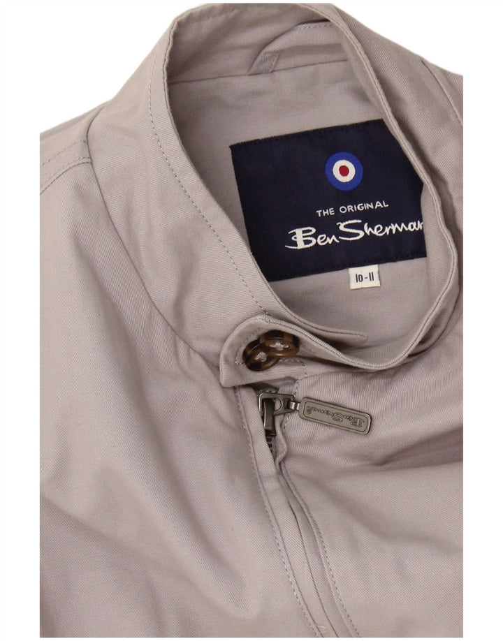 BEN SHERMAN Boys Bomber Jacket 10-11 Years Grey Cotton