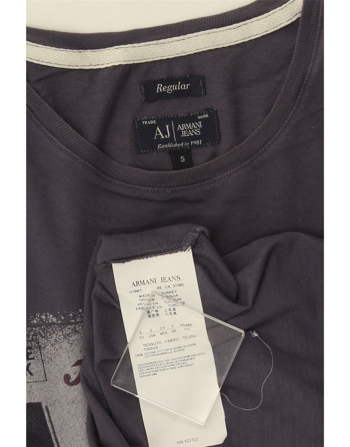 ARMANI JEANS Mens Regular Graphic T-Shirt Top Small Navy Blue Cotton