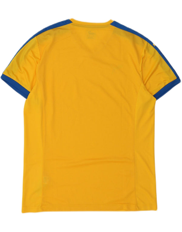PUMA Mens T-Shirt Top XL Yellow Colourblock Polyester