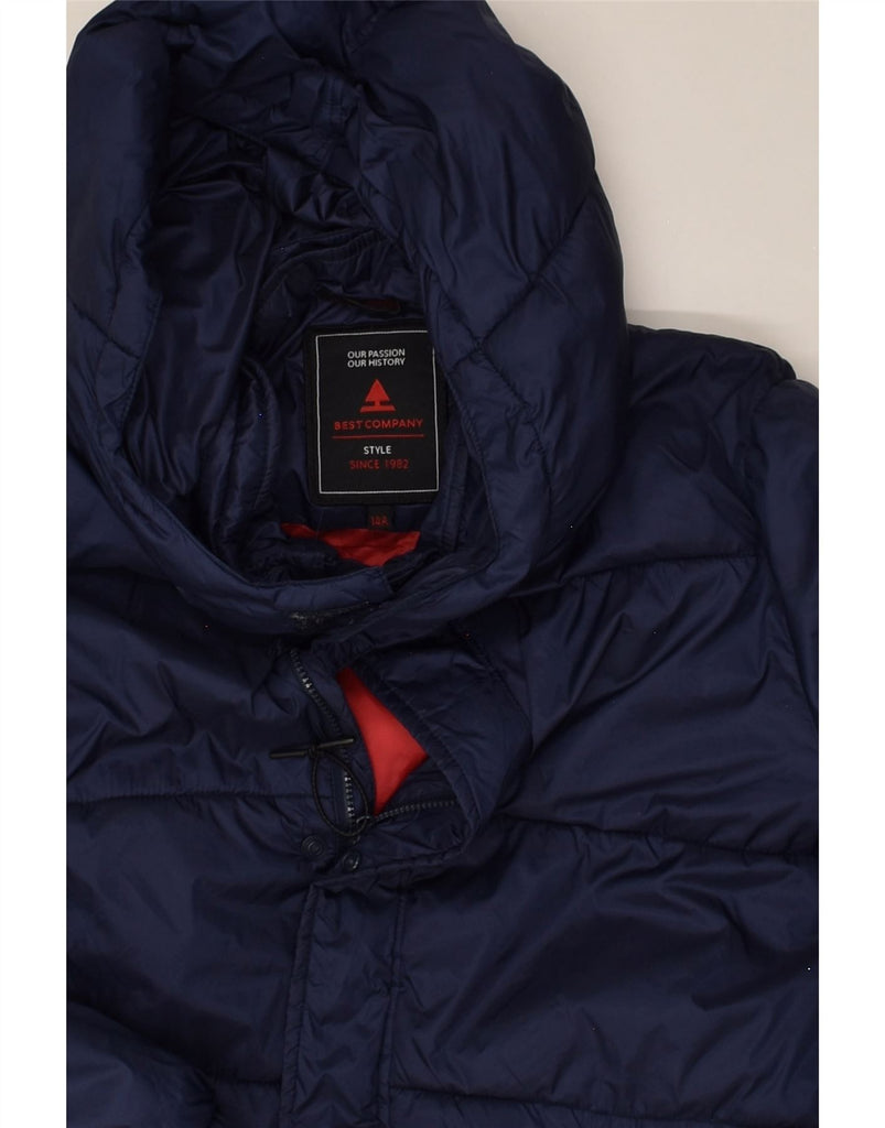 BEST COMPANY Boys Hooded Padded Jacket 13-14 Years Navy Blue Polyester | Vintage Best Company | Thrift | Second-Hand Best Company | Used Clothing | Messina Hembry 