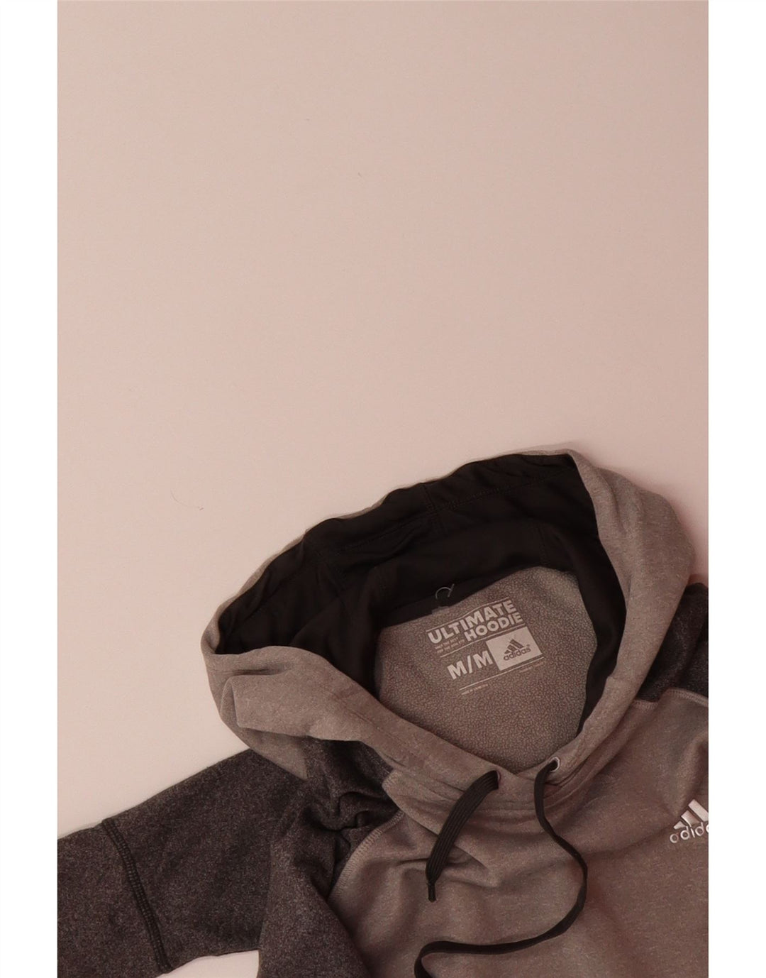 ADIDAS Womens Hoodie Jumper UK 14 Medium Grey Colourblock Polyester Vintage Adidas and Second-Hand Adidas from Messina Hembry 