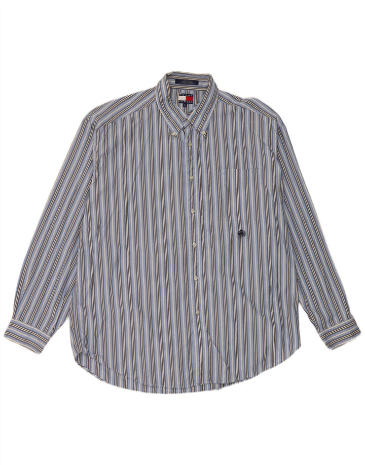Tommy Hilfiger Mens Shirt XL Blue Striped Cotton