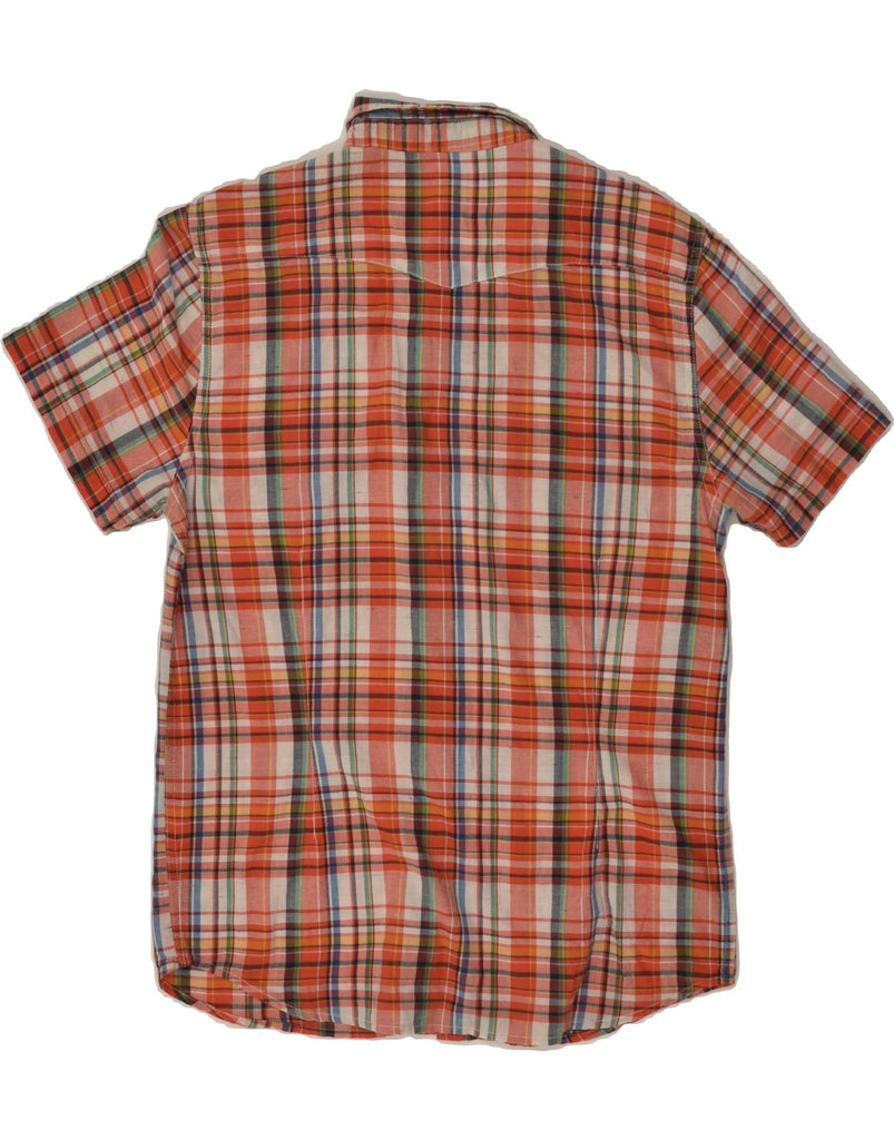 LEE Mens Slim Short Sleeve Shirt Large Orange Check Cotton | Vintage Lee | Thrift | Second-Hand Lee | Used Clothing | Messina Hembry 