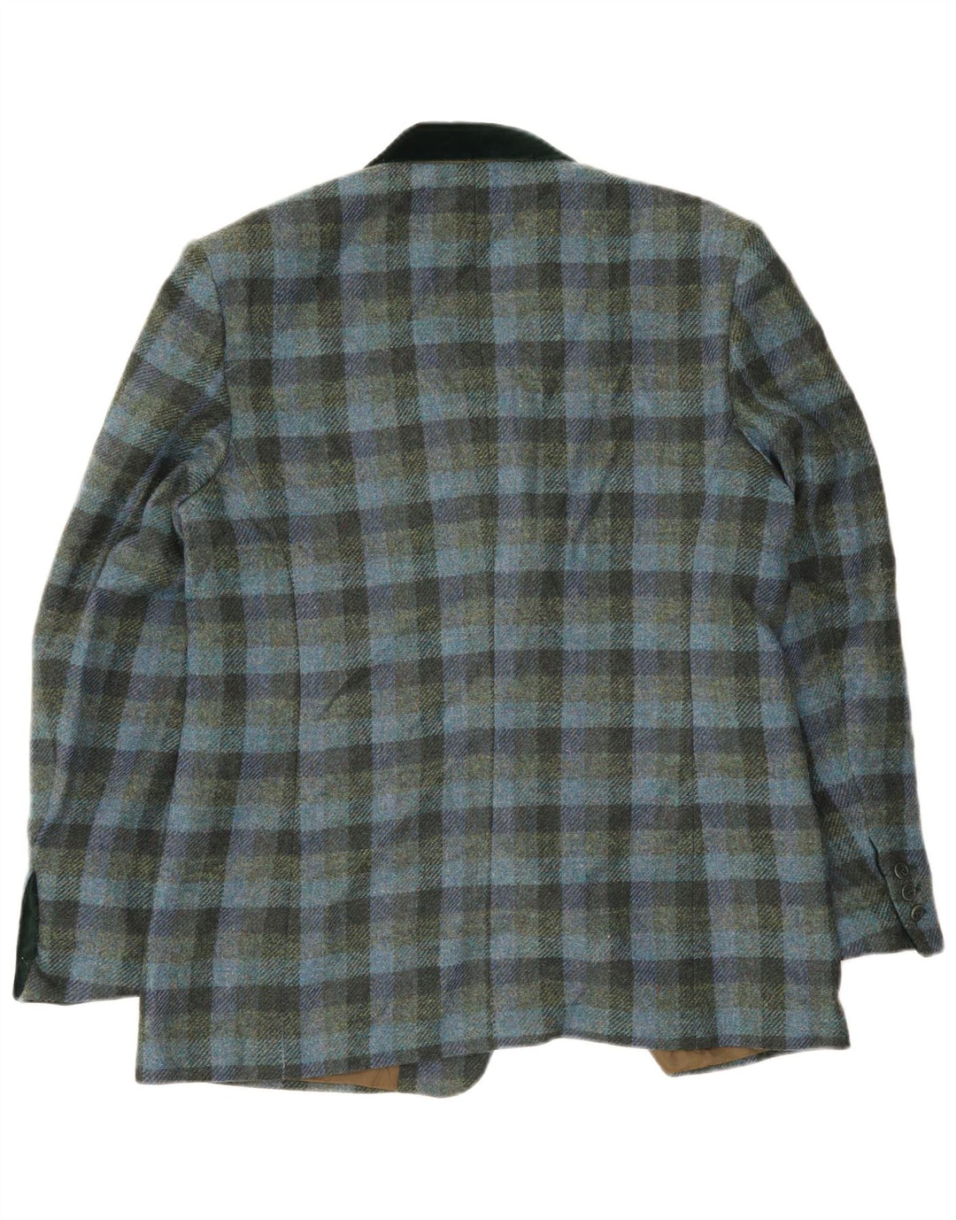 Vintage Womens 2 Button Blazer Jacket EU 46 XL Blue Gingham Viscose