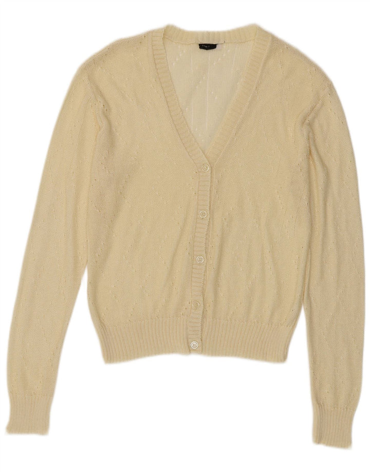 Vintage Womens Cardigan Sweater IT 44 Medium Yellow Acrylic