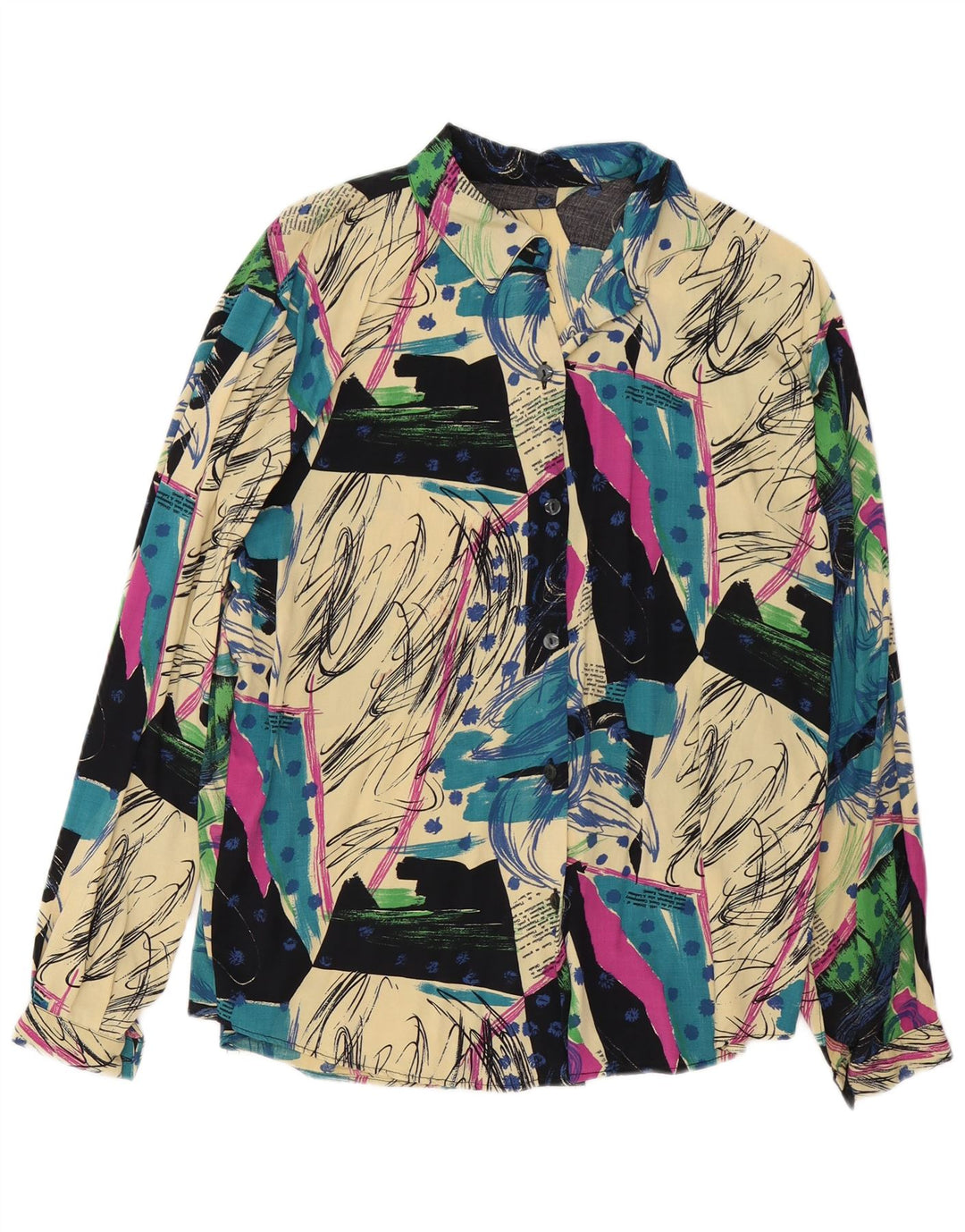 Vintage Womens Abstract Pattern Shirt Blouse UK 16 Large Multicoloured