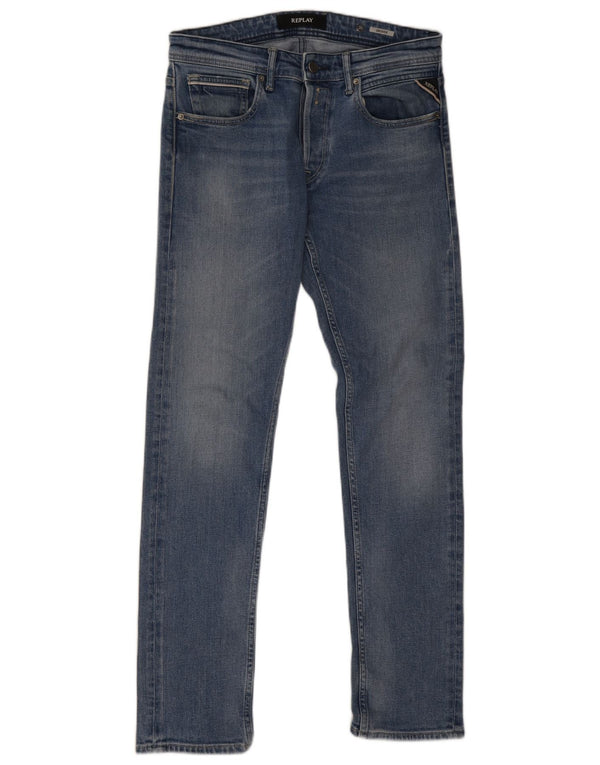 Replay Mens Grover Slim Jeans W32 L31 Blue Cotton