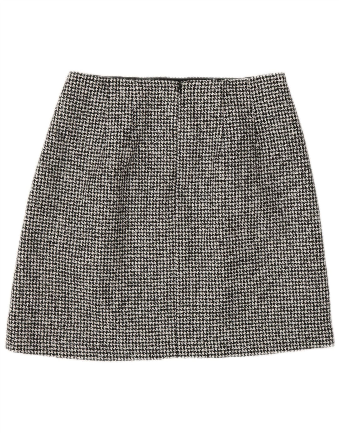 Massimo Dutti Womens Mini Skirt Small W26 Black Houndstooth Wool