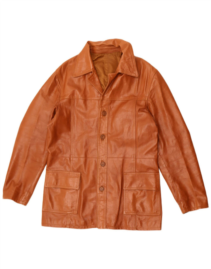 Vintage Mens Leather Jacket UK 36 Small Brown