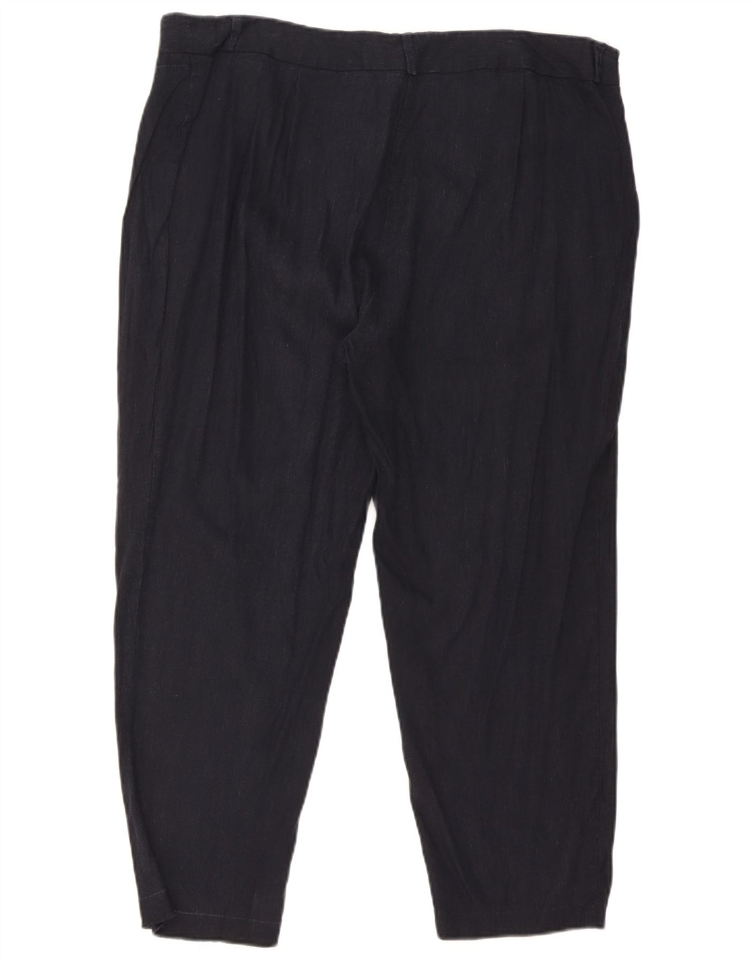 Marks & Spencer Womens Cropped Trousers W36 L25 Navy Blue Linen