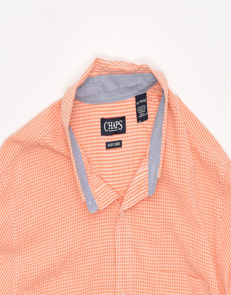 CHAPS Mens Shirt XL Orange Check Cotton Classic | Vintage | Thrift | Second-Hand | Used Clothing | Messina Hembry 