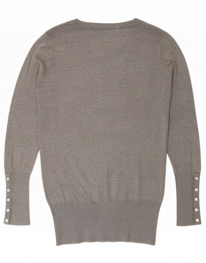 Zara Womens V-Neck Jumper Sweater UK 12 Medium Grey