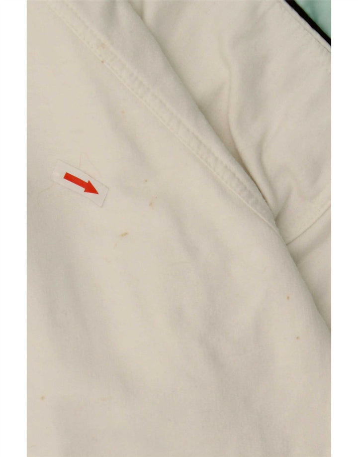 Ellesse Mens Button Neck Sweatshirt Jumper Large White Colourblock Cotton