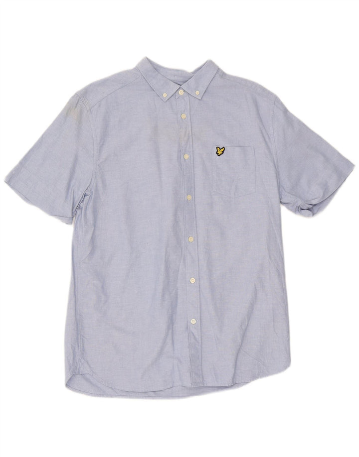 Lyle & Scott Mens Short Sleeve Shirt Large Blue Cotton