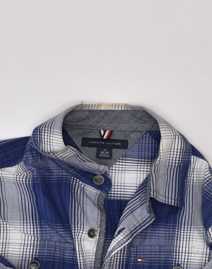 TOMMY HILFIGER Boys Shirt 8-9 Years Medium Navy Blue Check Cotton | Vintage Tommy Hilfiger | Thrift | Second-Hand Tommy Hilfiger | Used Clothing | Messina Hembry 