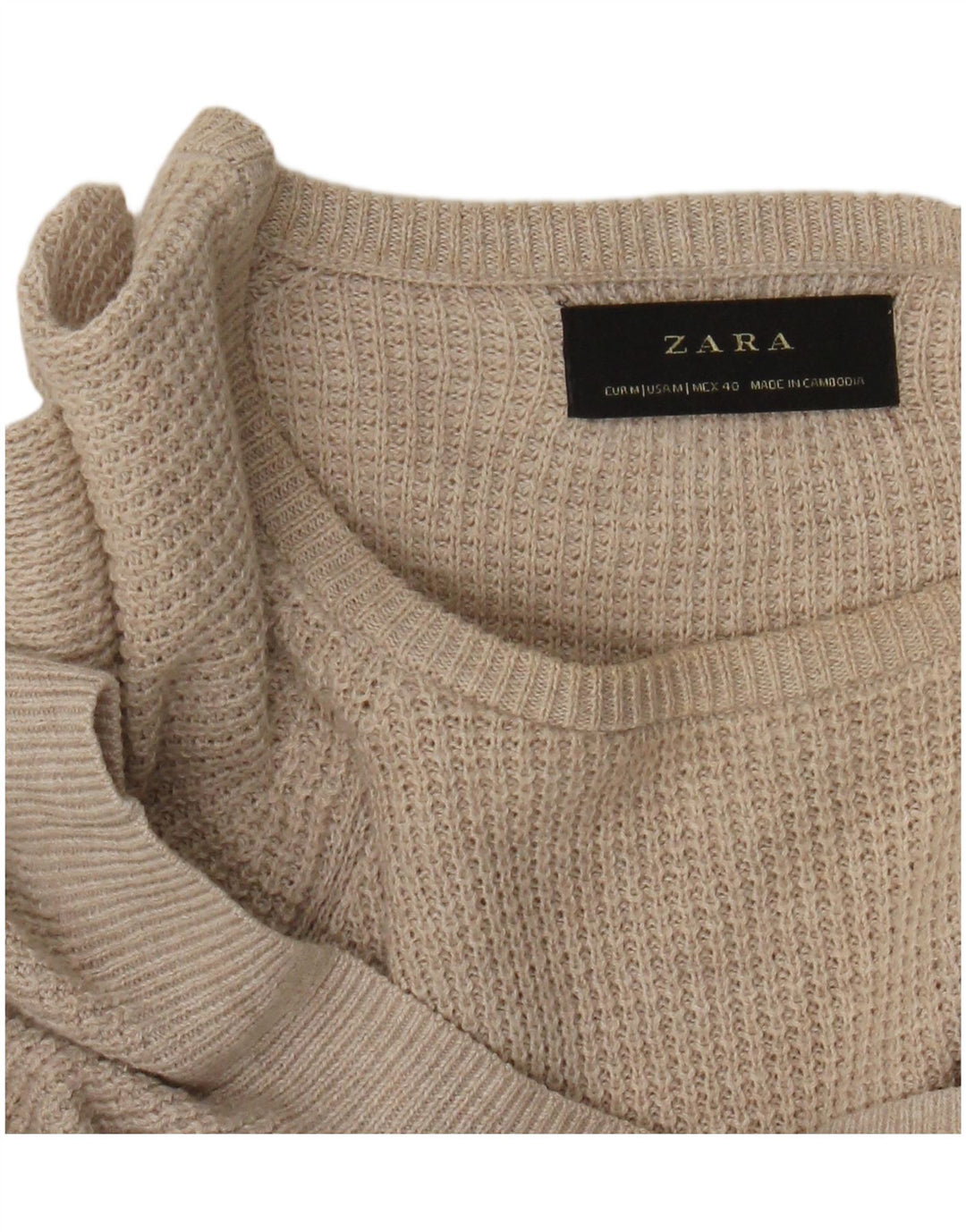 Zara Mens Boat Neck Jumper Sweater Medium Beige
