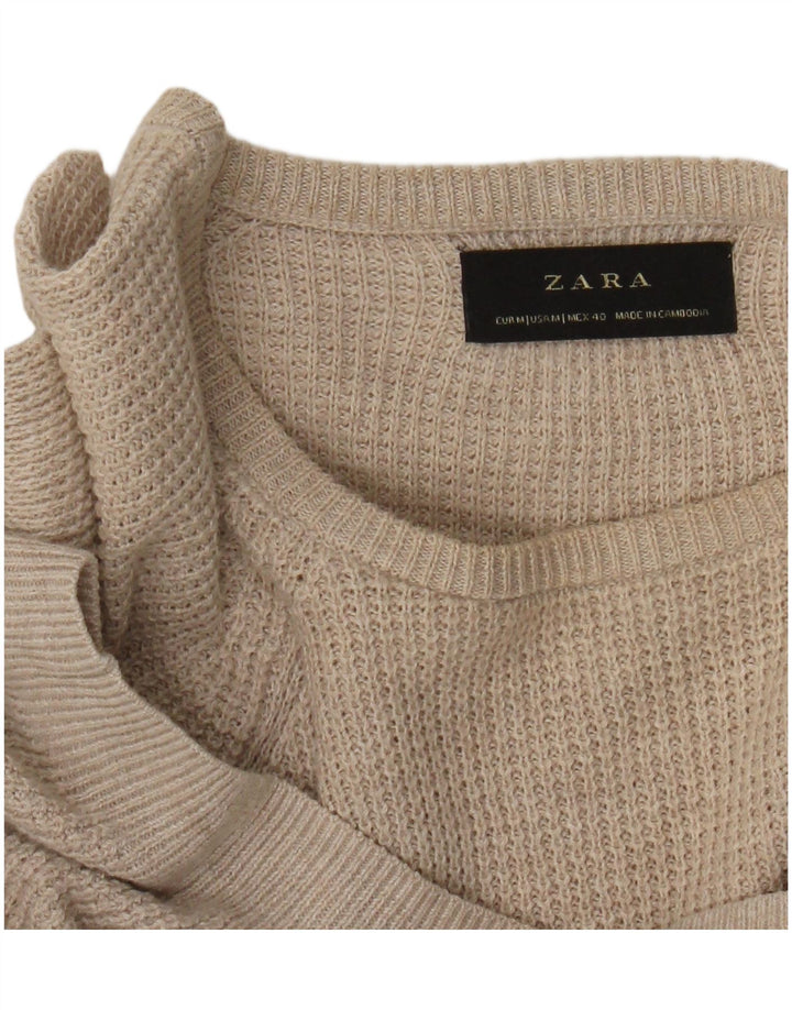 Zara Mens Boat Neck Jumper Sweater Medium Beige