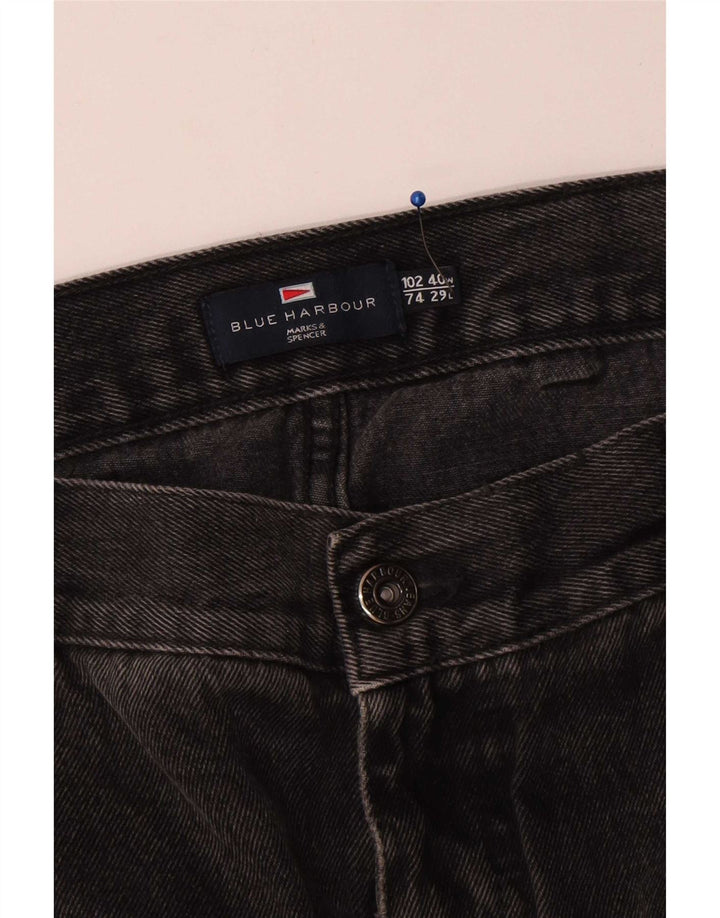 Marks & Spencer Mens Blue Harbour Straight Jeans W40 L29 Black Cotton