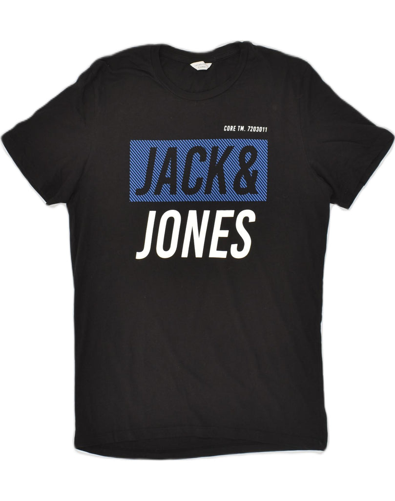 JACK & JONES Mens Graphic T-Shirt Top Large Black Cotton | Vintage Jack & Jones | Thrift | Second-Hand Jack & Jones | Used Clothing | Messina Hembry 