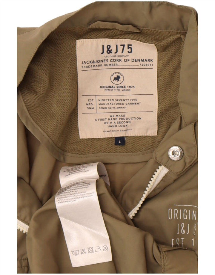 Jack & Jones Mens Rain Jacket UK 40 Large Khaki Nylon