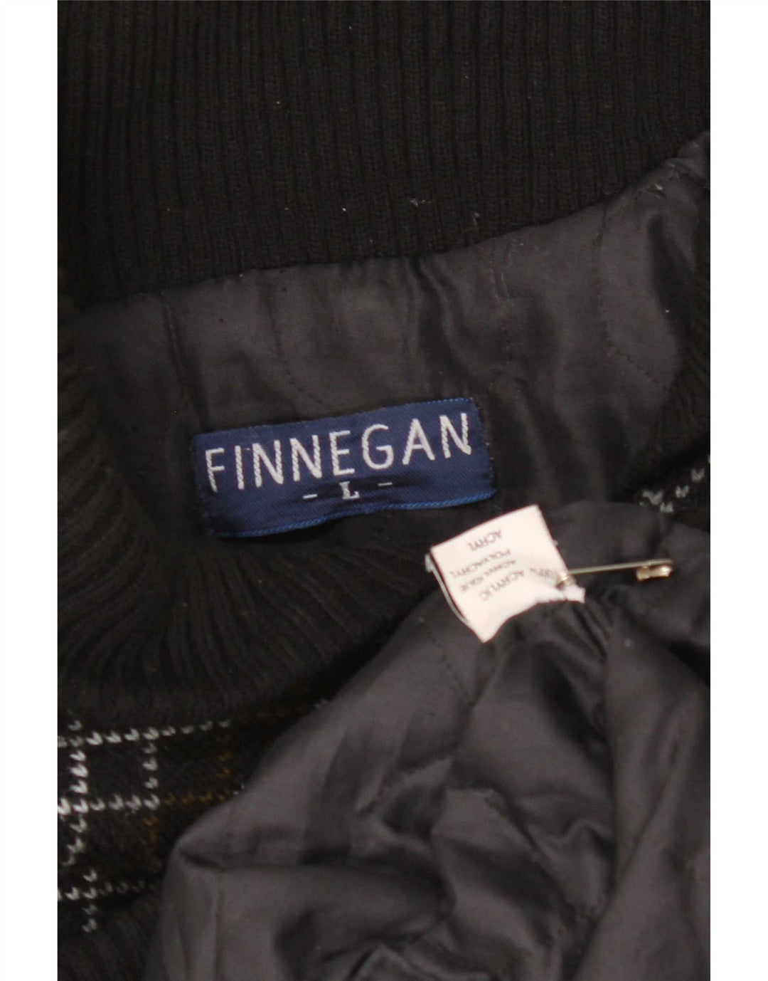 Finnegan Mens Cardigan Sweater Large Black Fair Isle Acrylic