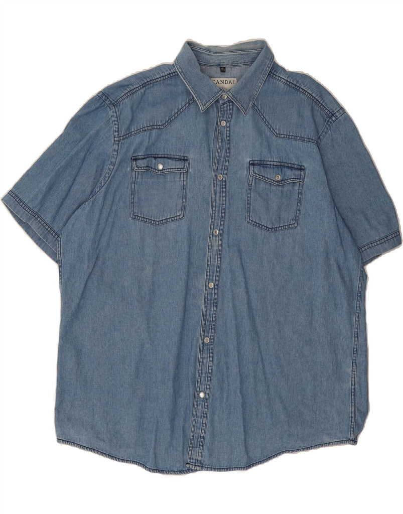 CANDA Mens Short Sleeve Denim Shirt Size 45/46 XL Blue Cotton Vintage Canda and Second-Hand Canda from Messina Hembry 