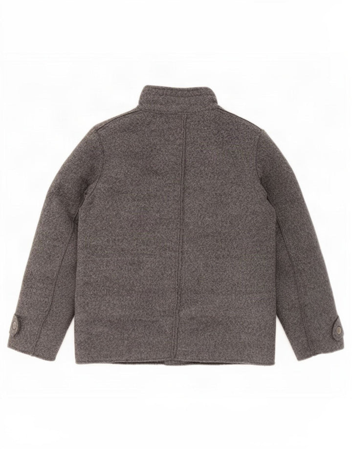 Benetton Boys Sherpa Bomber Jacket 8-9 Years Grey Polyester
