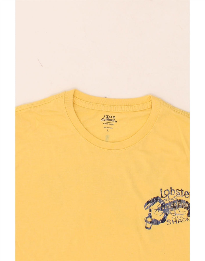 IZOD Mens Salt Water Relaxed Fit Graphic T-Shirt Top Large Yellow Vintage Izod and Second-Hand Izod from Messina Hembry 