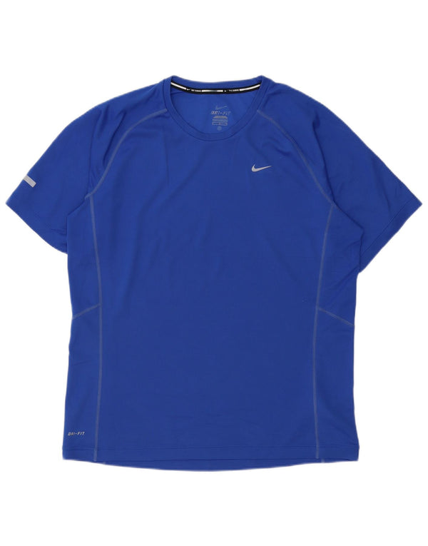 Nike Mens Dri Fit T-Shirt Top Large Blue Polyester