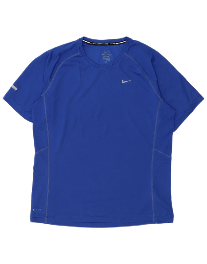 Nike Mens Dri Fit T-Shirt Top Large Blue Polyester