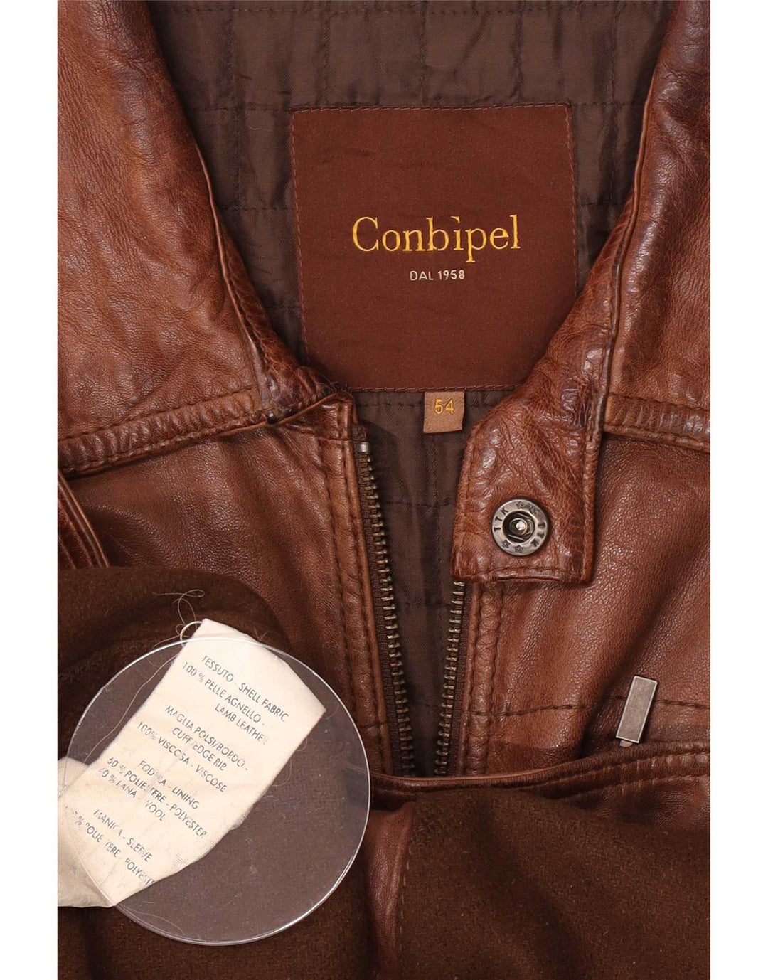 Conbipel Mens Leather Jacket IT 54 XL Brown