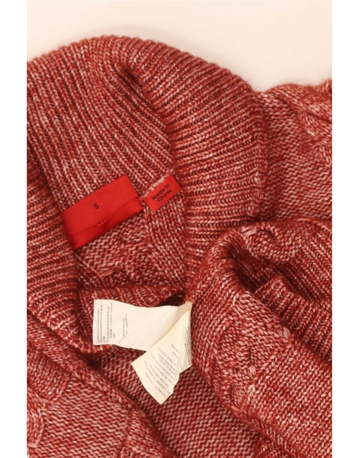 Hugo Boss Mens Shawl Neck Jumper Sweater Small Red Flecked Modal