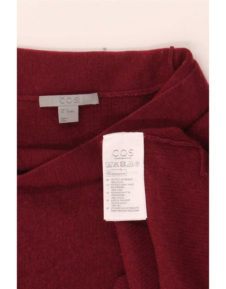 Cos Womens Crop Turtle Neck Jumper Sweater UK 14 Medium Burgundy Wool