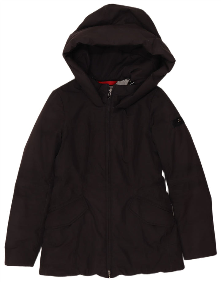 PEUTEREY Womens Hooded Padded Jacket IT 40 Small Black Polyester