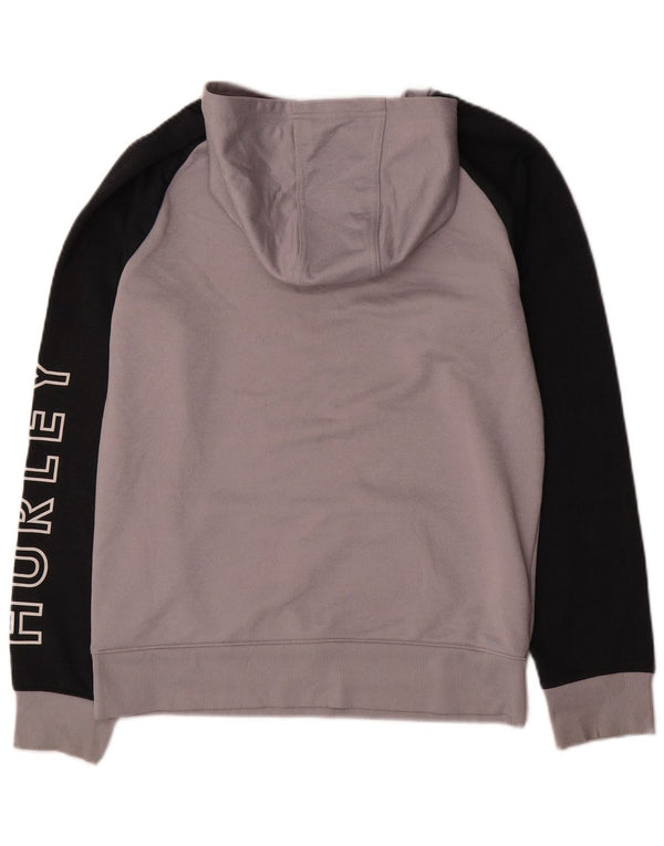 Hurley Boys Graphic Hoodie Jumper 13-14 Years XL Grey Colourblock Polyester