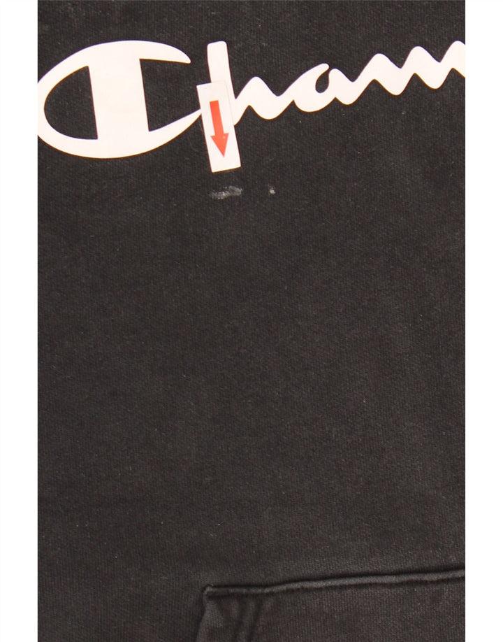 Champion Mens Graphic Hoodie Jumper Medium Black Cotton