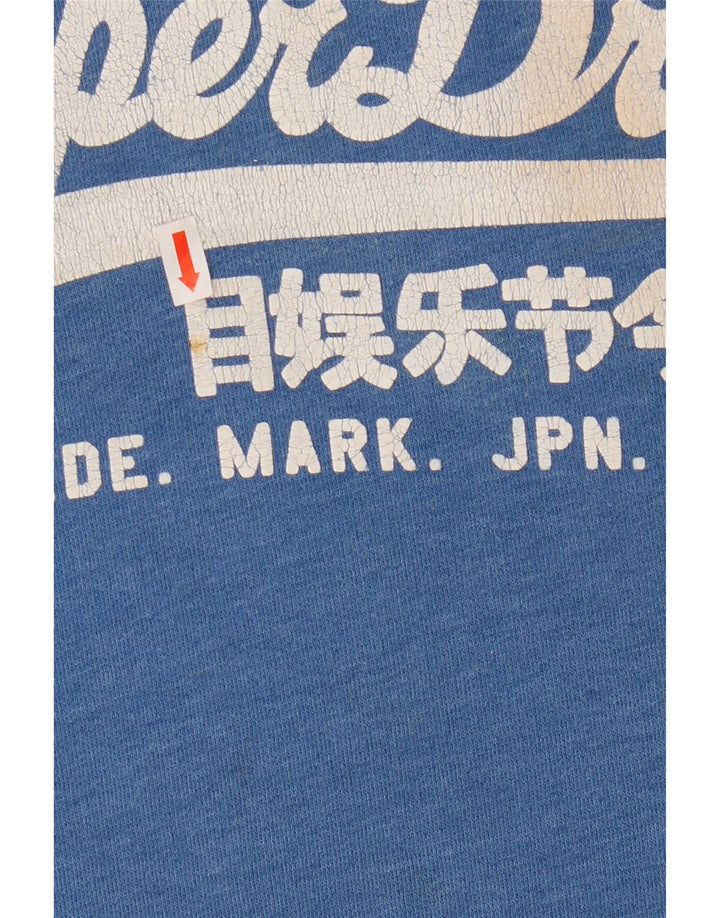 Superdry Mens Graphic Hoodie Jumper Large Blue Cotton