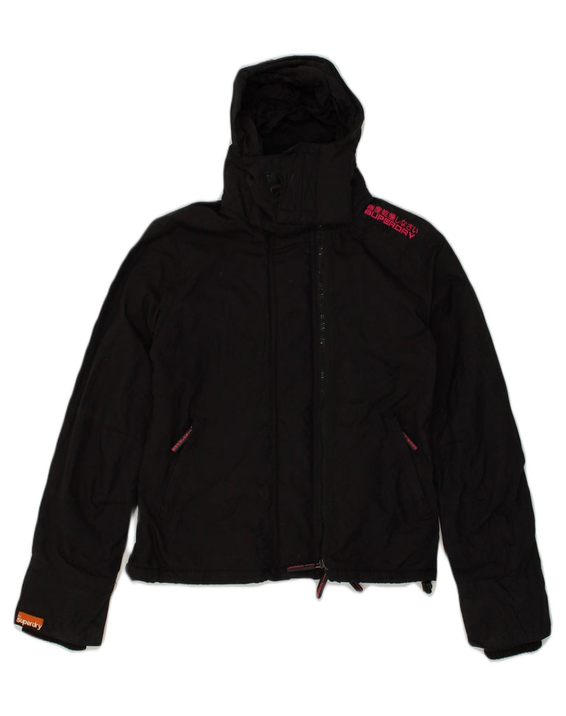 SUPERDRY Womens Hooded Windbreaker Jacket UK 10 Small Black Nylon | Vintage Superdry | Thrift | Second-Hand Superdry | Used Clothing | Messina Hembry 