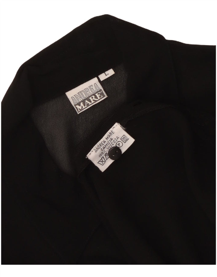 Andrea Mare Womens See Through Shirt Blouse UK 16 Large Black Viscose