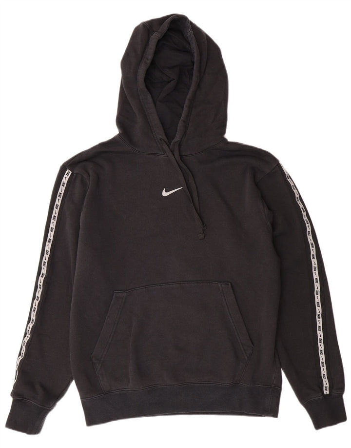NIKE Mens Graphic Hoodie Jumper Small Black Cotton