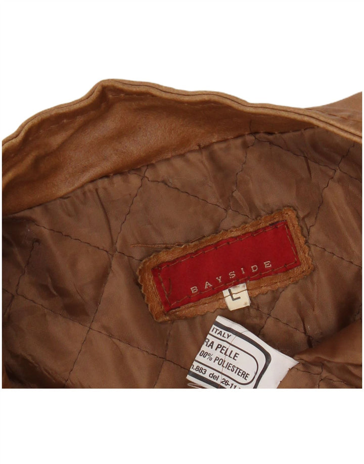 Bayside Womens Leather Coat UK 16 Large Brown Leather